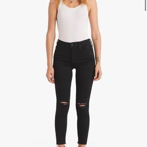 Mother Denim Looker Ankle Fray Guilty as Sin Jet Black